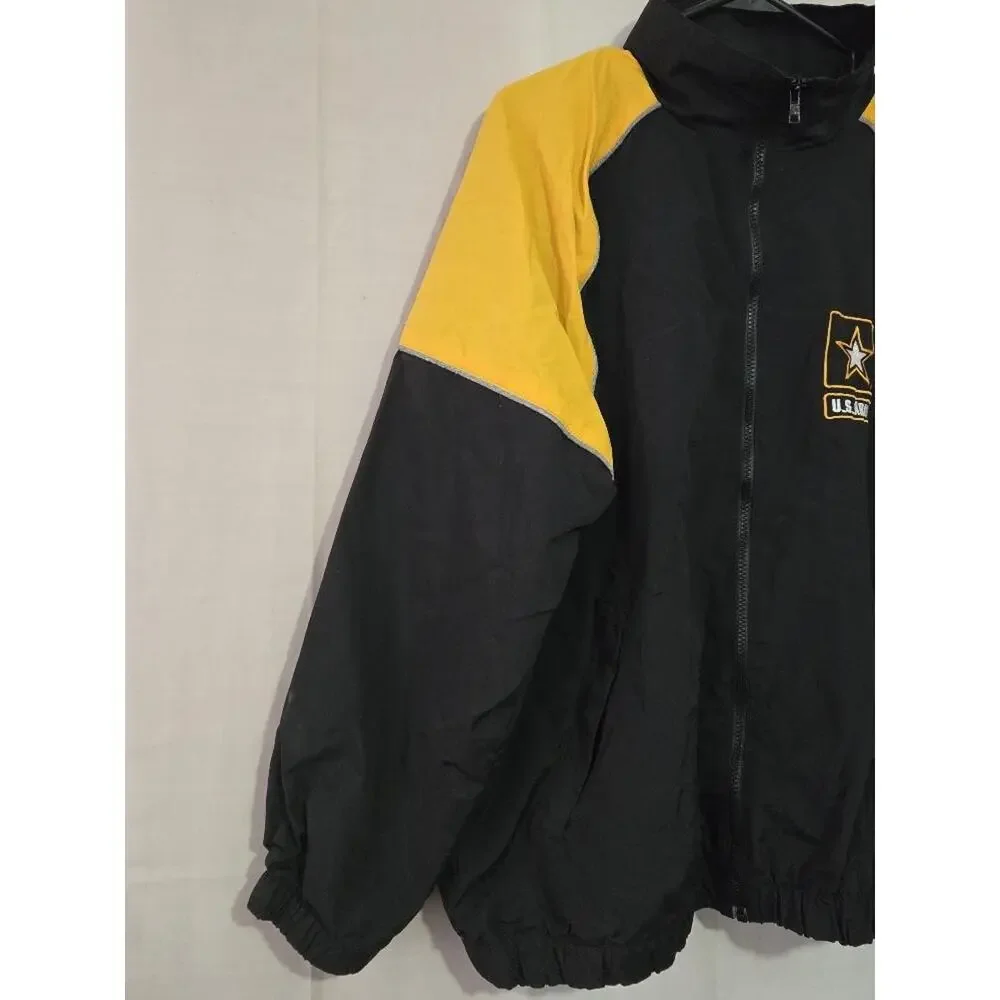 US Army Recruiter Jacket Small Long Black Yellow Lightweight Windbreaker #P80p